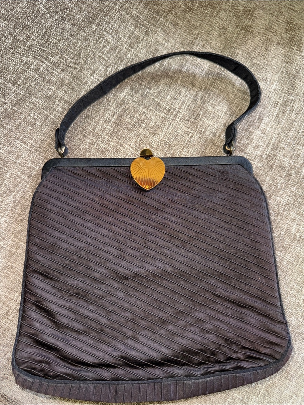 Classic Vintage Black Evening Handbag with Gold Clasp